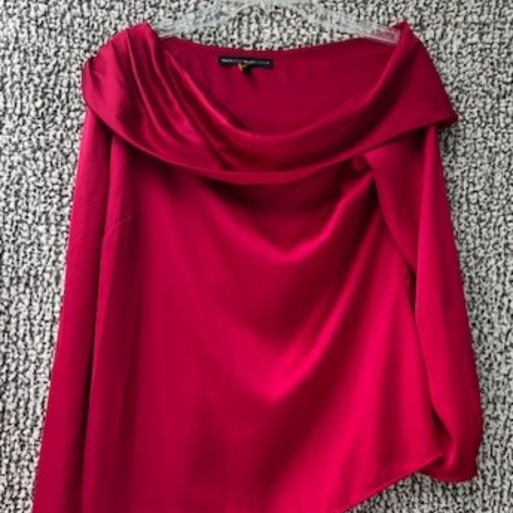 White House Black Market Red Long Sleeve Blouse